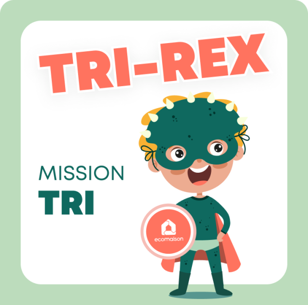 Tri-Rex, super-héros de la Mission Tri de l’opération Sauvetage de Jouets d’Ecomaison